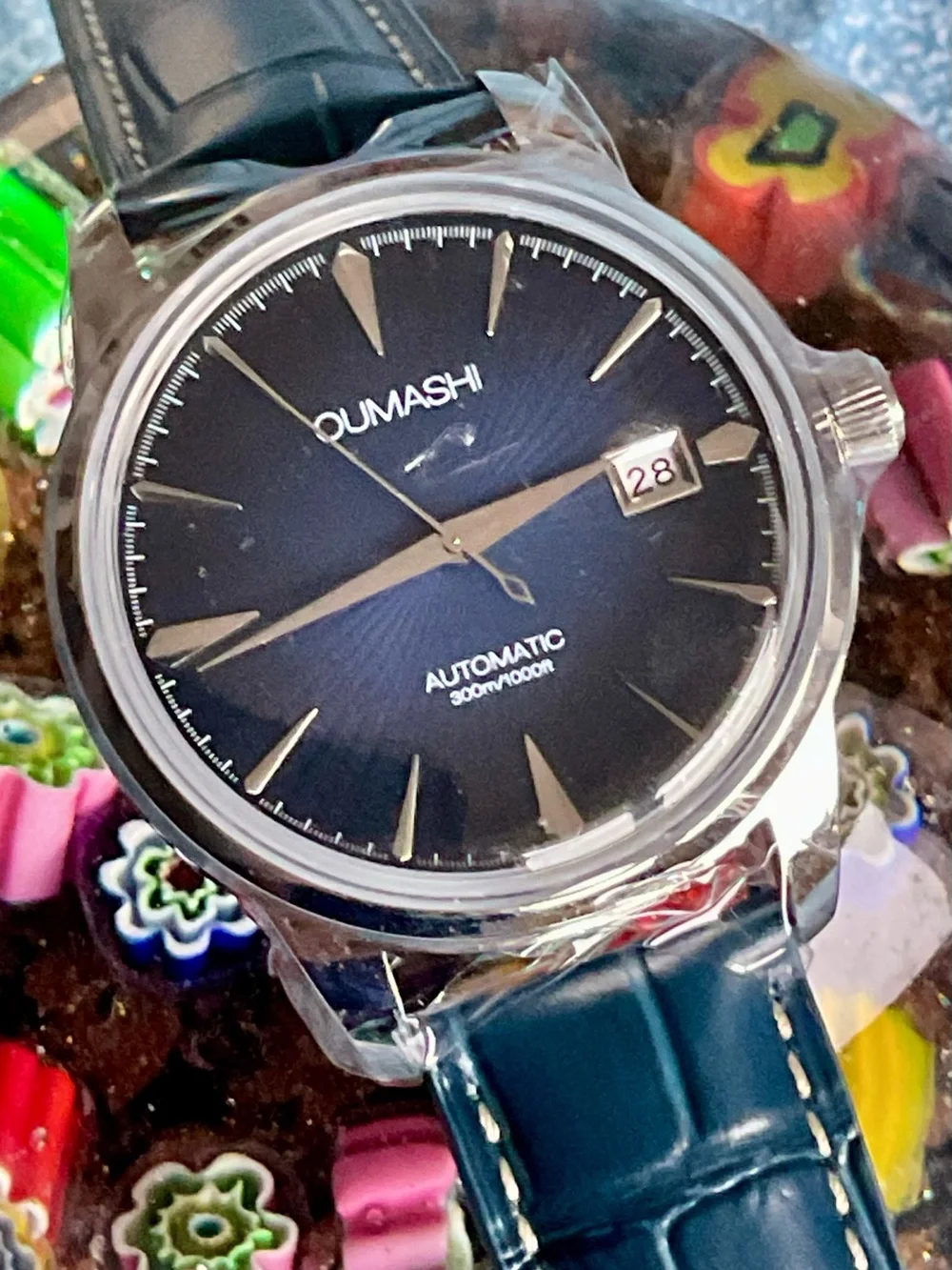 Brand New Superb Blue Radiant Dial Oumashi Cocktail Watch w Date